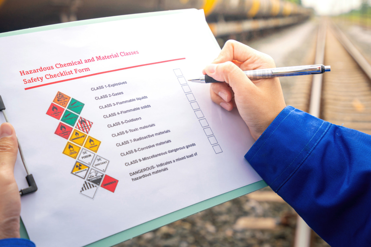 Lista de comprobación con las clases de sustancias peligrosas para análisis de riesgos.