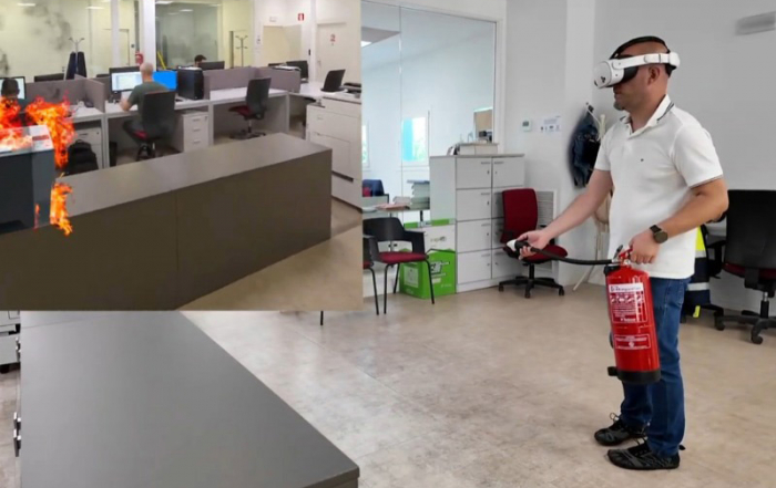 Simulación de extinción de incendios con realidad aumentada en oficina